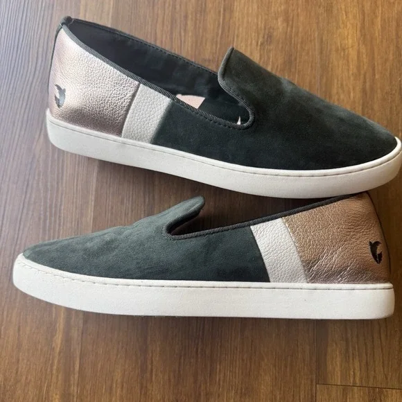 Birdies X Angel City Swift Slip On Sneaker Womens 7 Green Suede Rose Gold Shoes - Picture 1 of 11